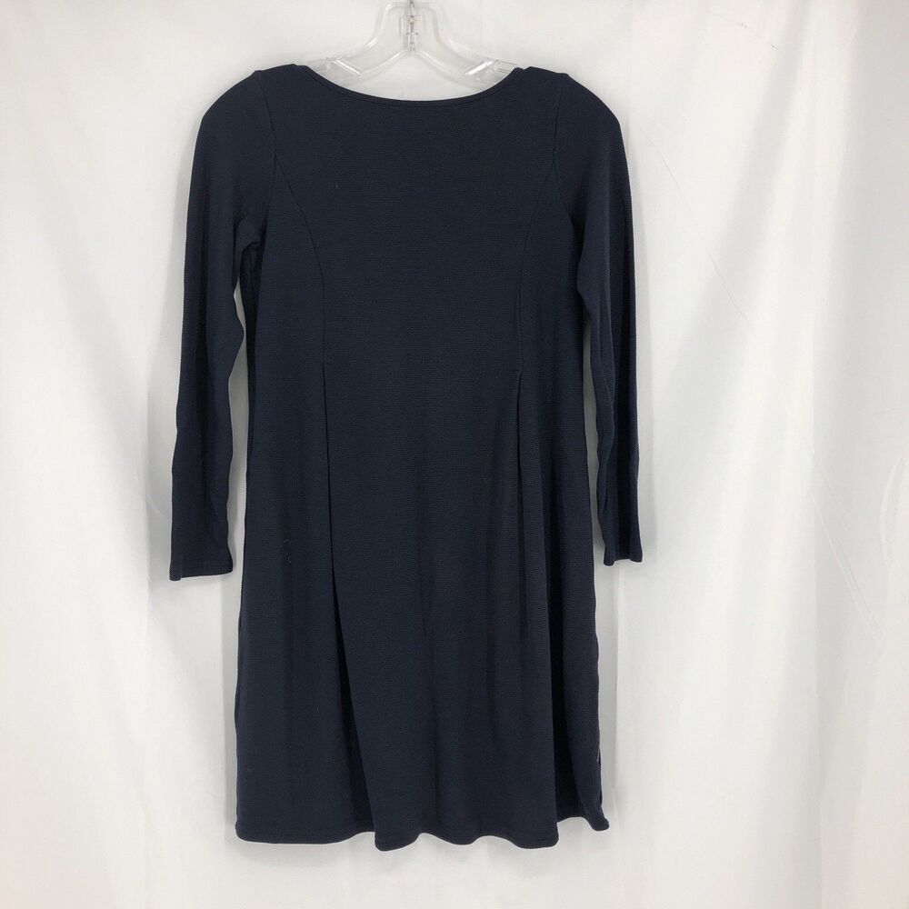 J Jill Wearever Collection Navy Fit Flare Dress Petite XS Knit Long Sleeves